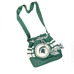 MSU Michigan State Green and White Drawstring Bag